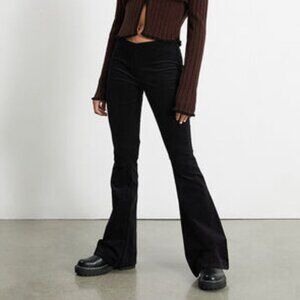 Aerie Black Corduroy Wide Leg Pants